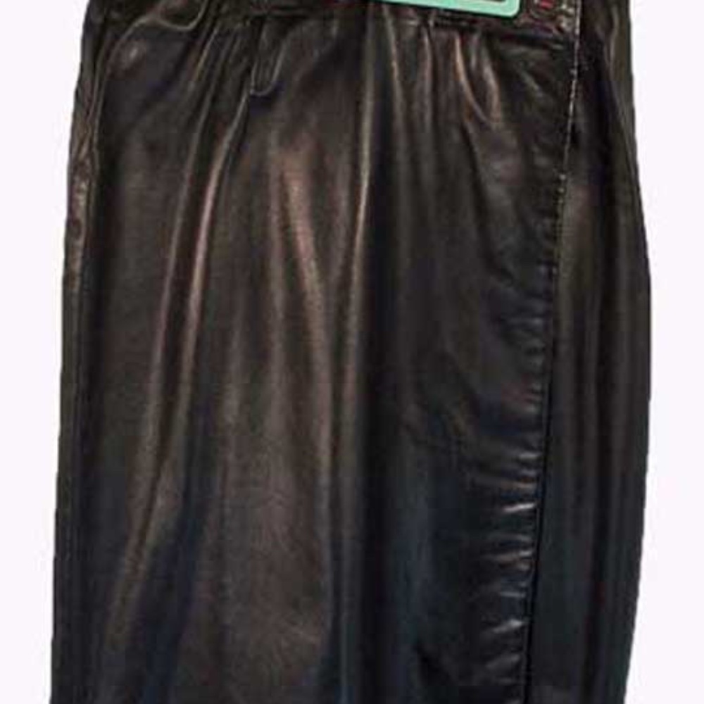 WRAP SKIRT, MISSES 10, BLACK, SOFT CALF LEATHER, FULLY LINED, FLAT FRONT/BACK,